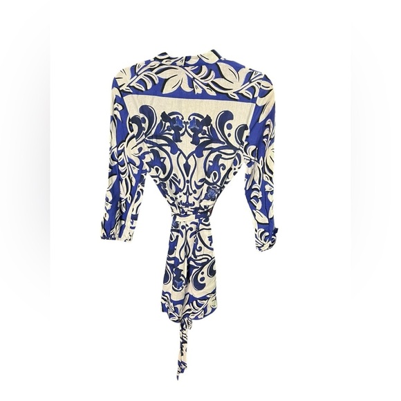 Zara Printed Blue Shirt Linen Dress - Picture 7 of 9